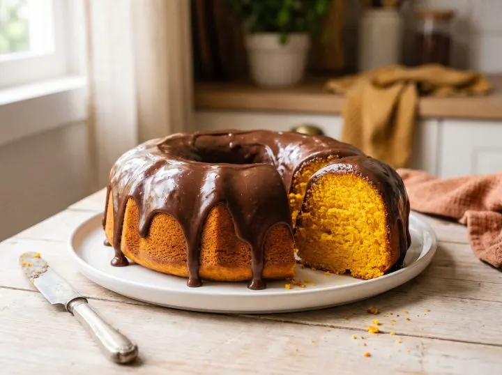 Bolo de cenoura com cobertura de chocolate